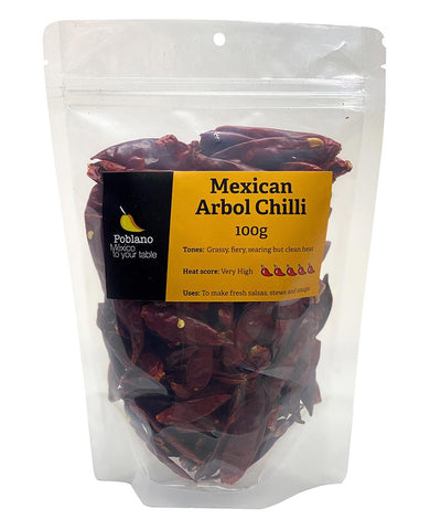 Poblano Mexican Arbol Dry Chillies 100g