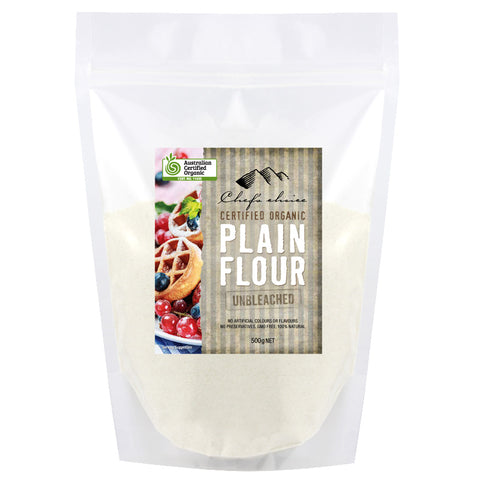 Chef's Choice Organic Unbleached Plain Flour 500g - Everyday Pantry