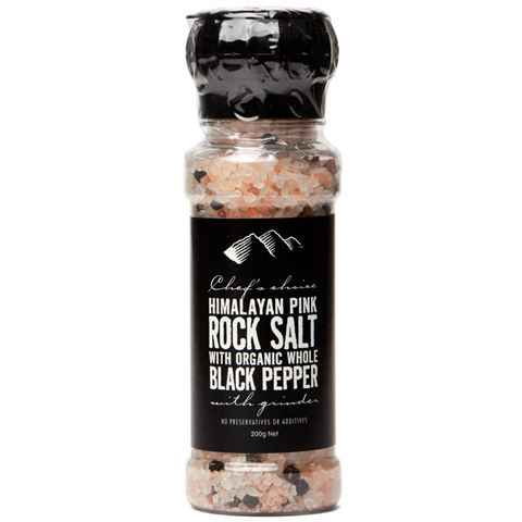 Chef's Choice Himalayan Pink Rock Salt & Organic Black Pepper Grinder 200g - Everyday Pantry