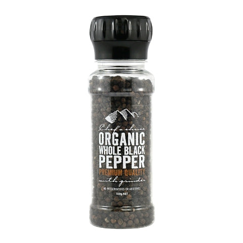 Chef's Choice Organic Whole Black Pepper Grinder 160g - Everyday Pantry